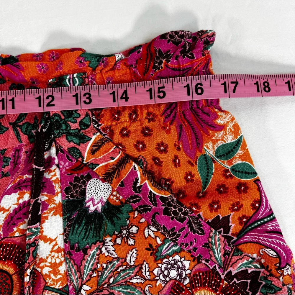 NEW NWT Ann Taylor Loft Pull On Linen Blend Wide Leg Pants Patchwork Bloom LARGE - Picture 11 of 12